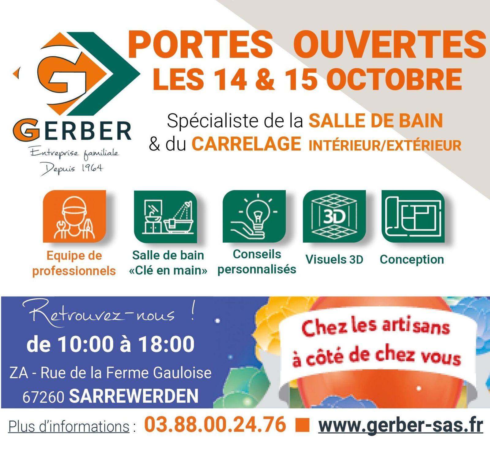 PORTES OUVERTES GERBER et FETE DE L’ARTISANAT 14 ET 15 OCTOBRE 2023