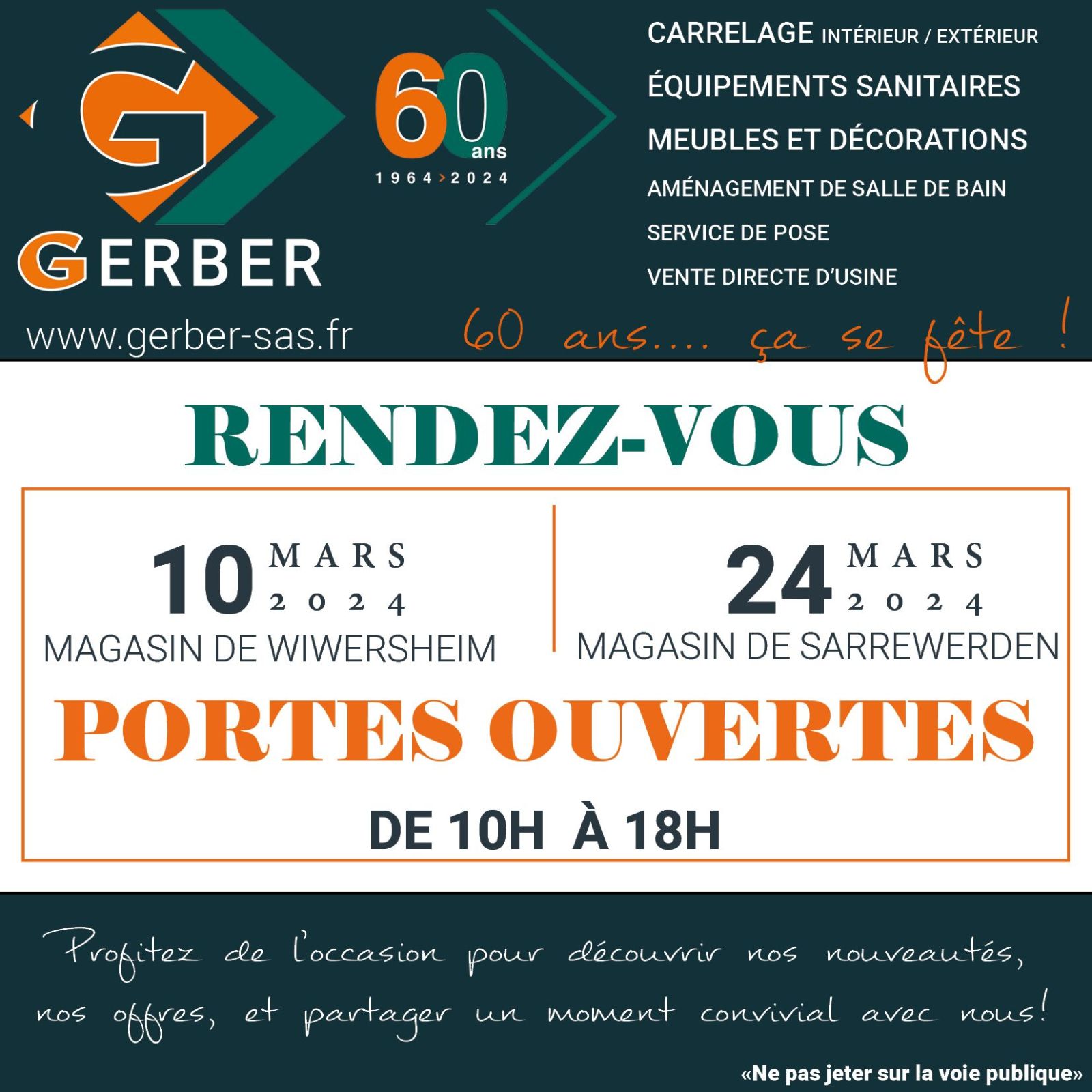 ANNIVERSAIRE ! PORTES OUVERTES pour les 60 ans