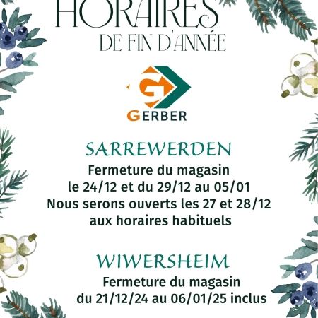 HORAIRES DE FIN D'ANNÉE