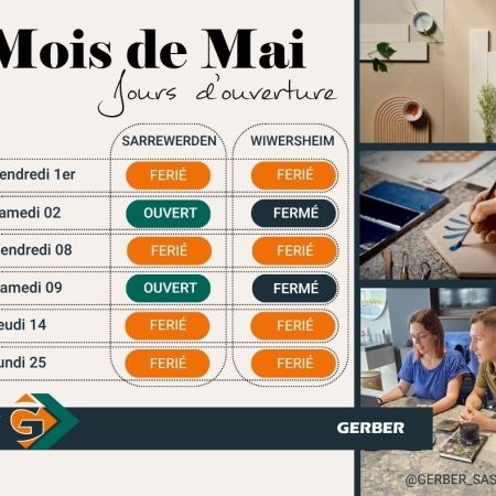 Image Mois de MAI : Jours d'ouverture / fermeture
