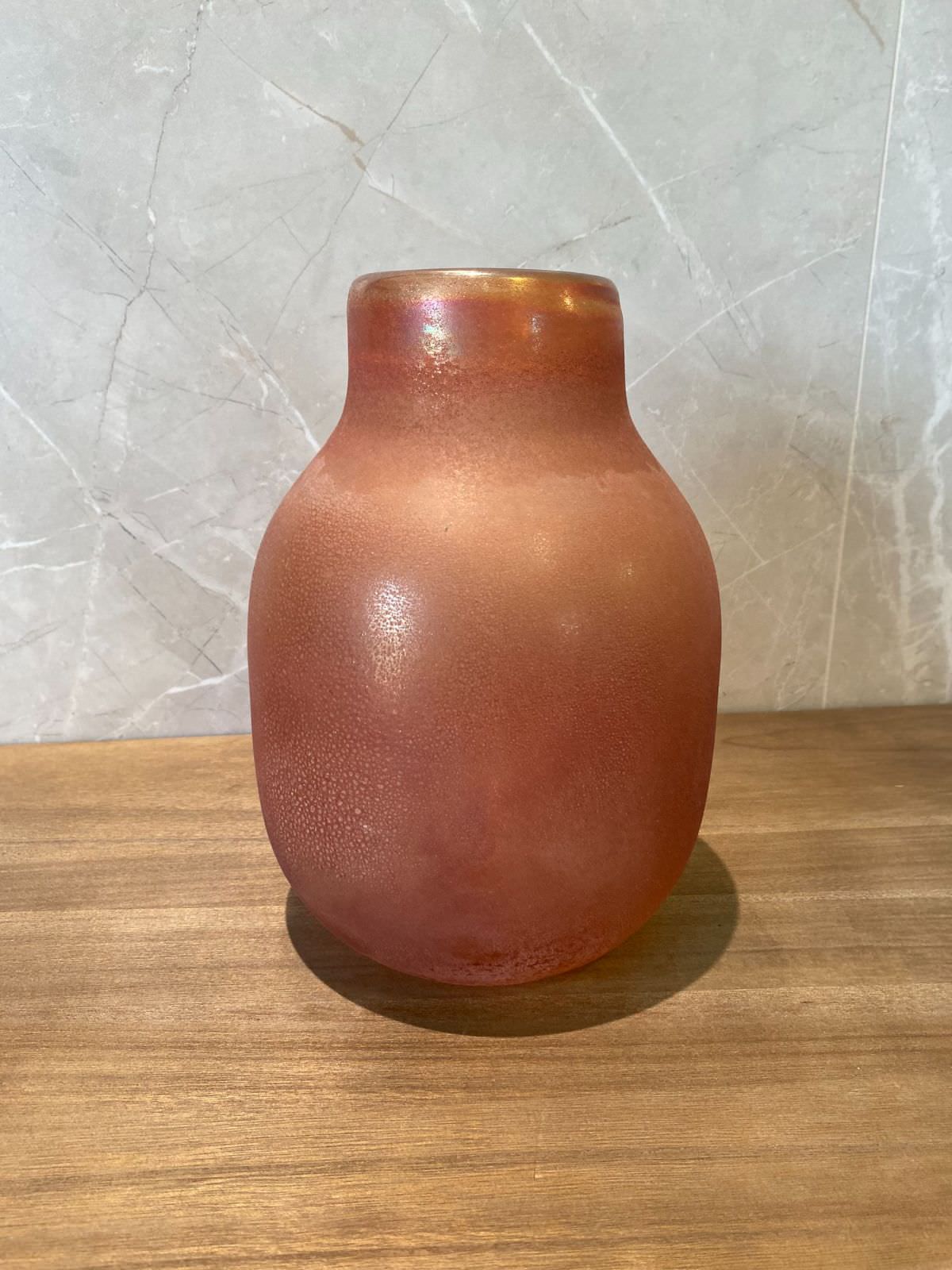 Vase verre orange glacé