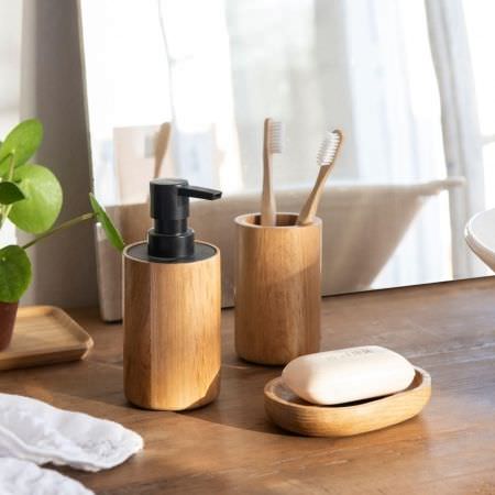 Porte savon chêne/inox noir Porte savon chêne/inox noir