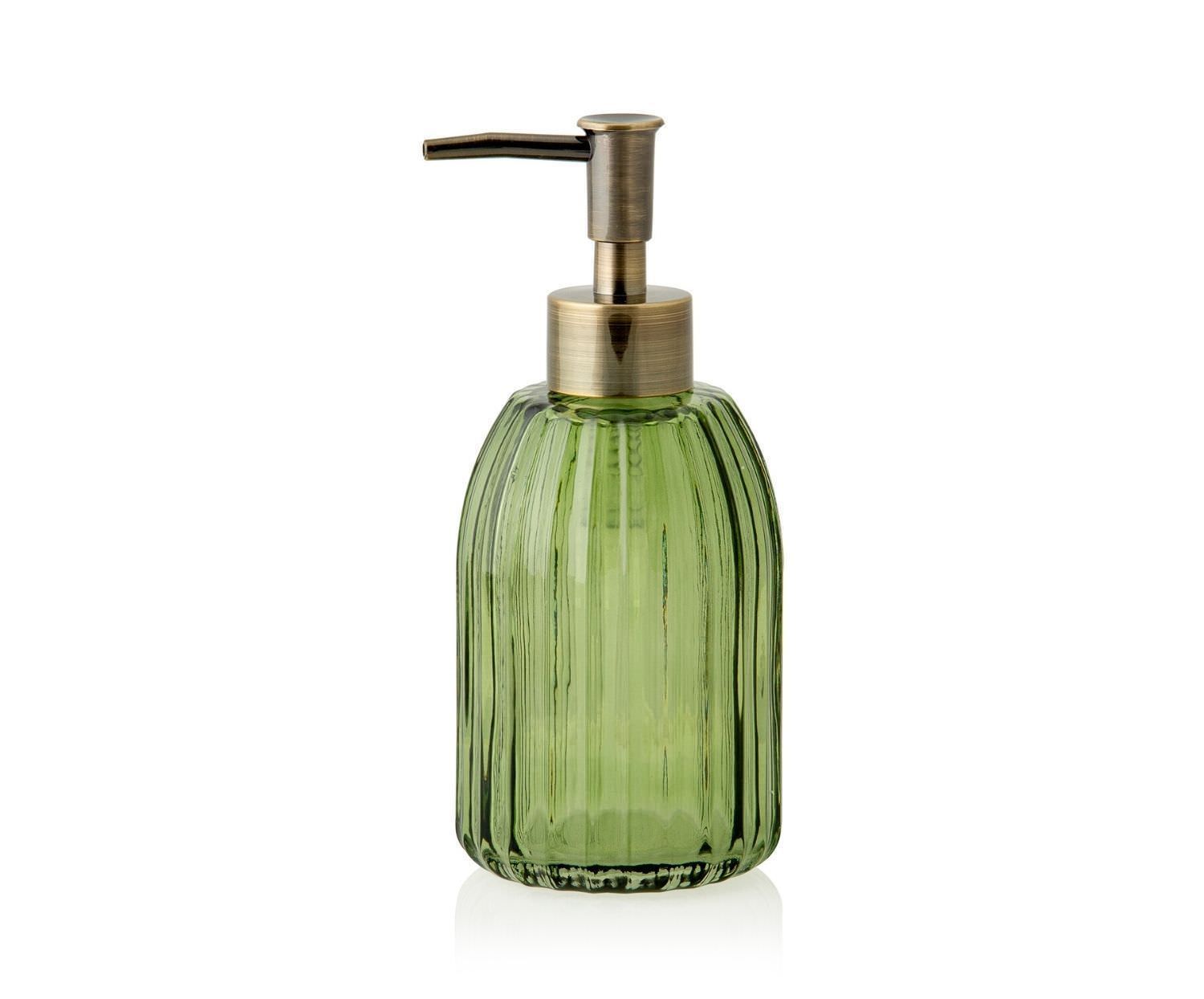 Distributeur de savon en verre vert