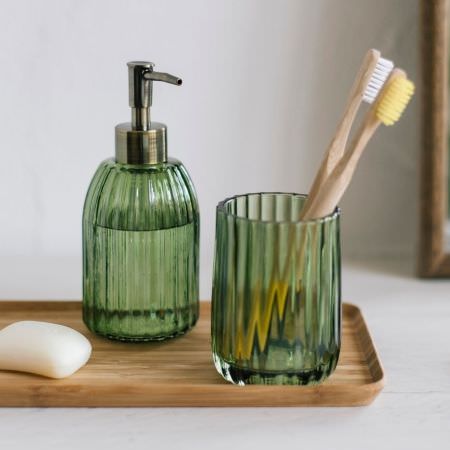 Porte-brosse vintage en verre vert