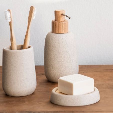 Porte-brosse en grès beige