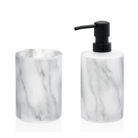 Porte-brosse en verre blanc effet marbre Porte-brosse en verre blanc effet marbre