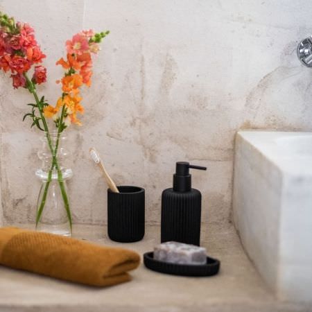 Distributeur de savon en résine noire mate