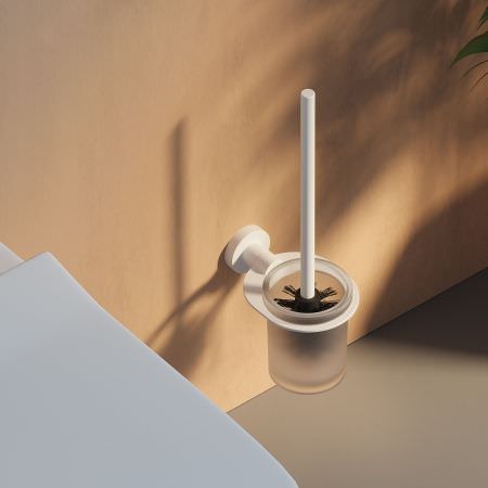 Porte brosse WC rond en verre - Blanc Porte brosse WC rond en verre - Blanc