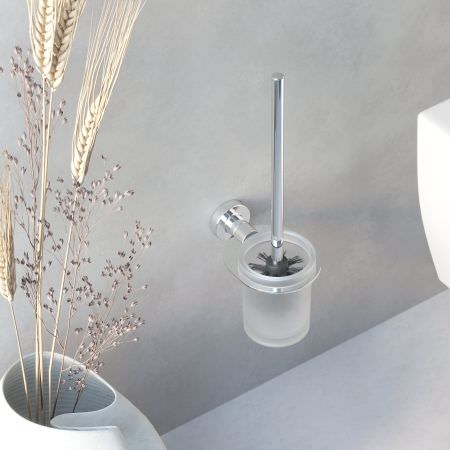 Porte brosse WC rond en verre - Chromé Porte brosse WC rond en verre - Chromé