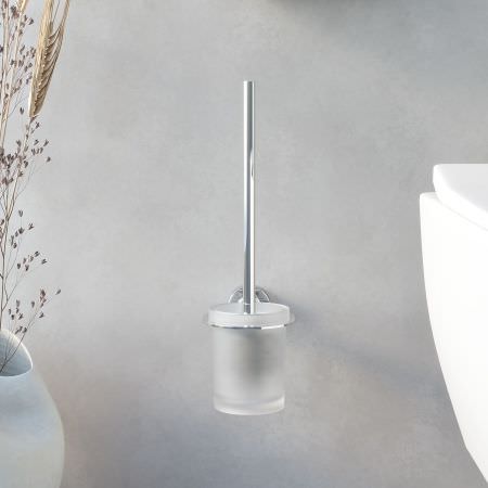 Porte brosse WC rond en verre - Chromé Porte brosse WC rond en verre - Chromé