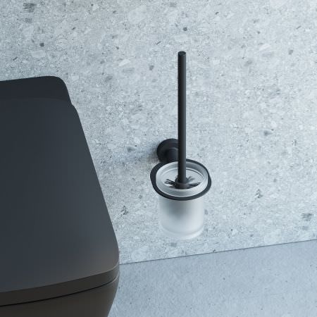 Porte brosse WC rond en verre - Noir