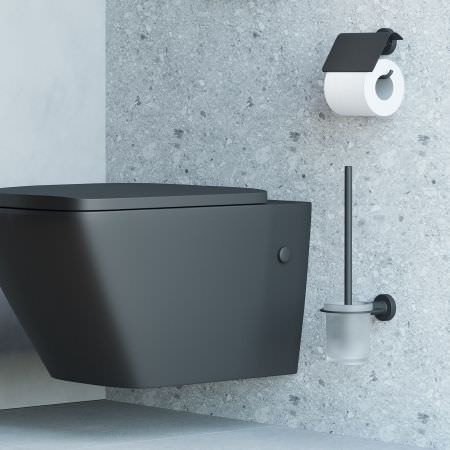 Porte brosse WC rond en verre - Noir