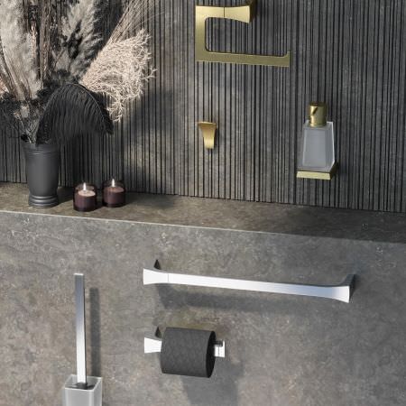 Porte brosse WC carré en verre - Chrome Porte brosse WC carré en verre - Chrome