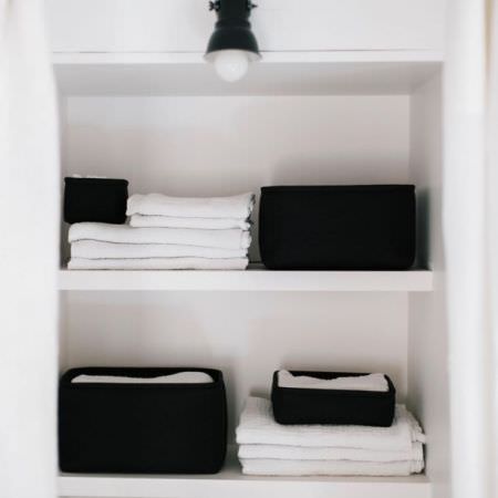 Lot de 3 paniers en tissu noir Lot de 3 paniers en tissu noir