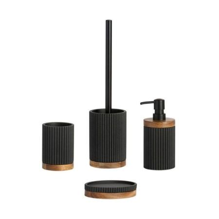 Distributeur savon en bois et résine noire