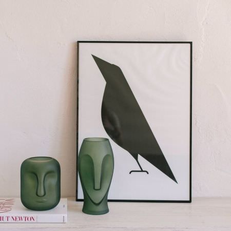 Vase visage en verre vert