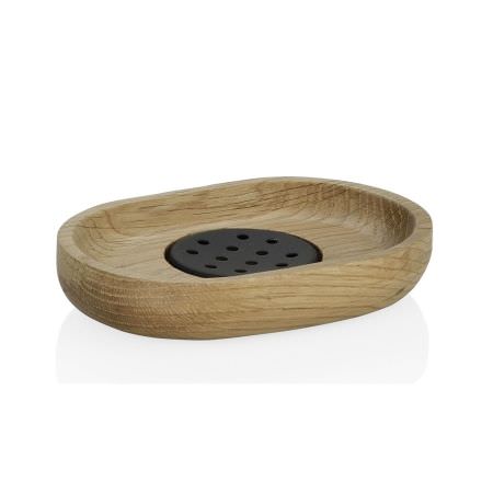 Porte savon chêne/inox noir Porte savon chêne/inox noir