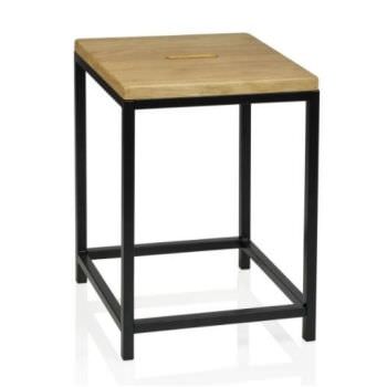 Tabouret métal noir et bois