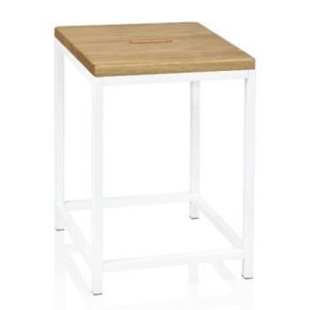 Tabouret métal blanc et bois