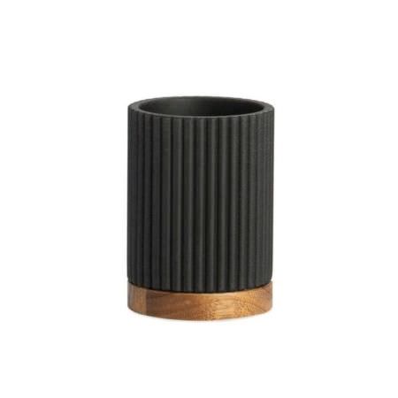 Porte-brosse en bois et résine noire Porte-brosse en bois et résine noire