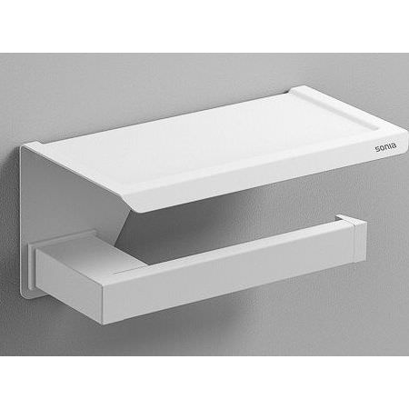 Porte rouleau avec tablette - Blanc Porte rouleau avec tablette - Blanc