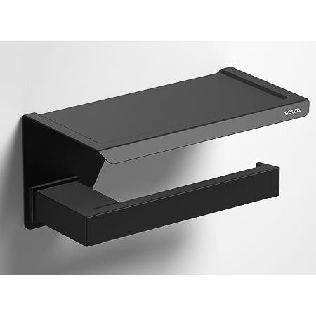 Porte rouleau avec tablette - Noir Porte rouleau avec tablette - Noir