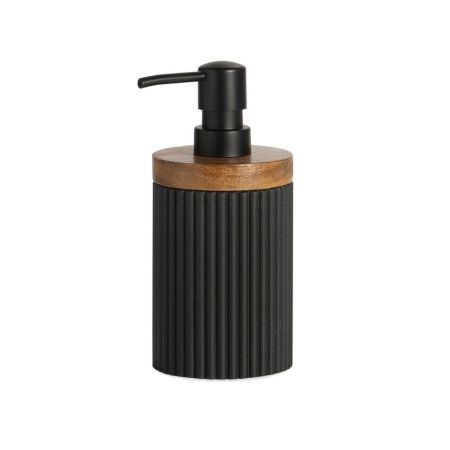 Distributeur savon en bois et résine noire Distributeur savon en bois et résine noire
