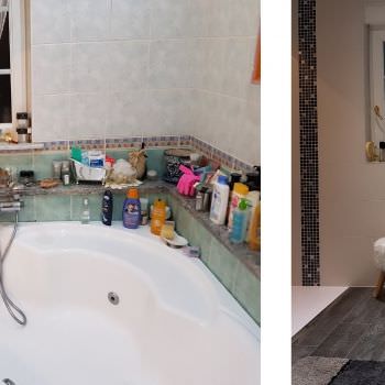 Rénovation d'une salle de bain en noir et blanc