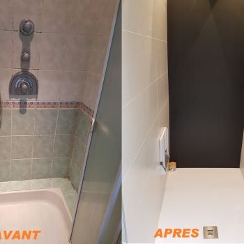 Rénovation d'une salle de bain en noir et blanc