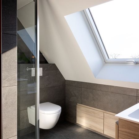 Rénovation salle d’eau moderne à Dossenheim | Douche 90x160 & Carrelage effet pierre