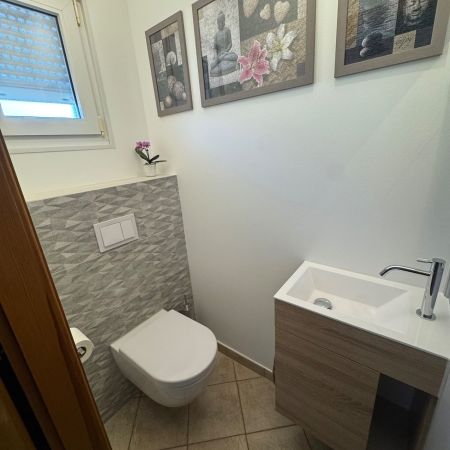 Aménagement d'un WC suspendu avec lave-mains Aménagement d'un WC suspendu avec lave-mains