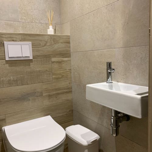 Rénovation d'un toilette aspect naturel