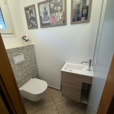 Aménagement d'un WC suspendu avec lave-mains Aménagement d'un WC suspendu avec lave-mains
